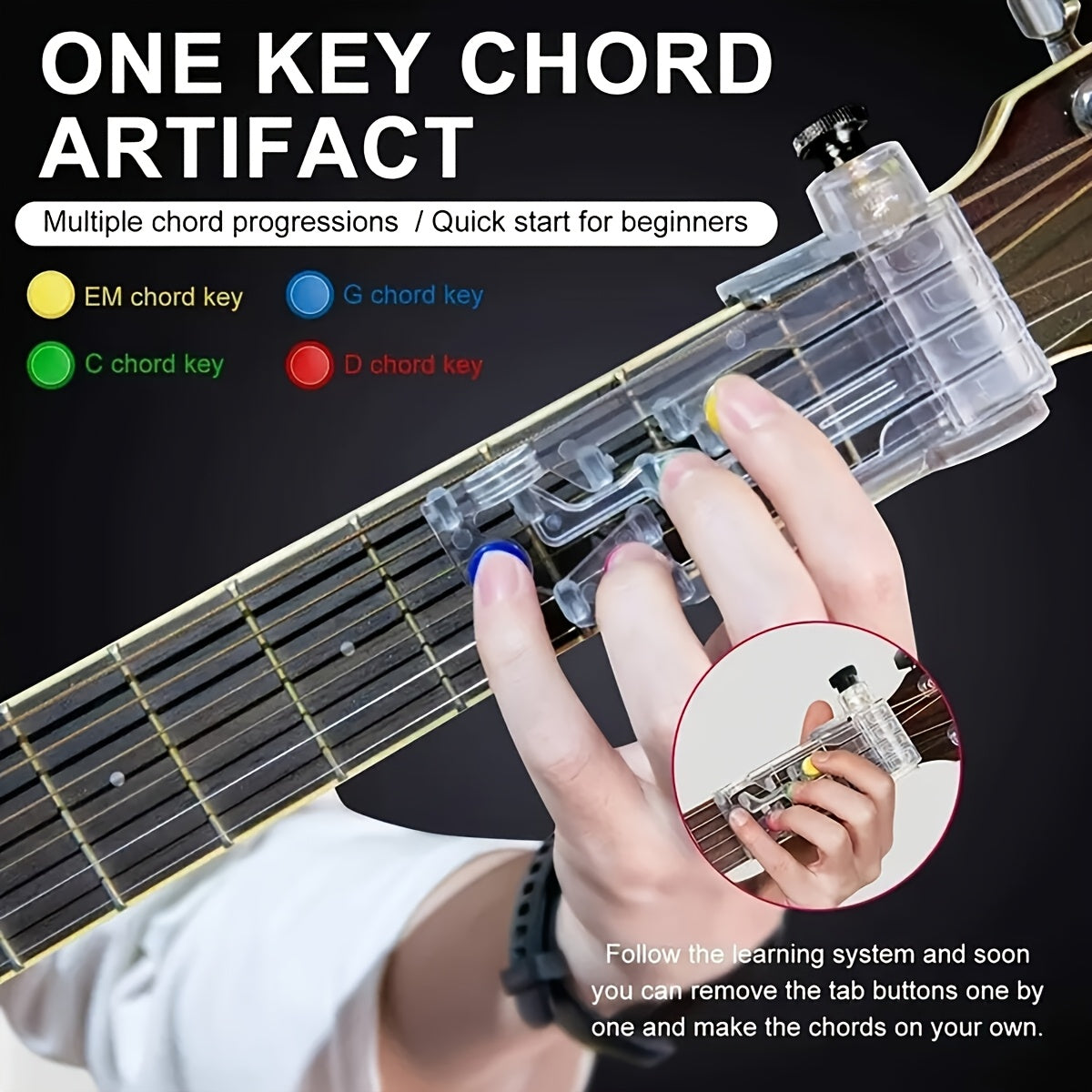 White Guitar Chord Trainer for Beginners Automatic Practice Aid Quick Start Learning System