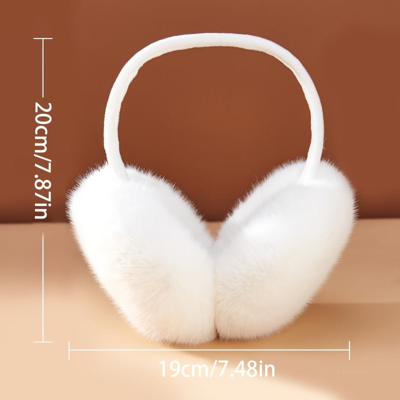 Winter Fleece Ear Warmers with Furry Lining Foldable for Cold Weather