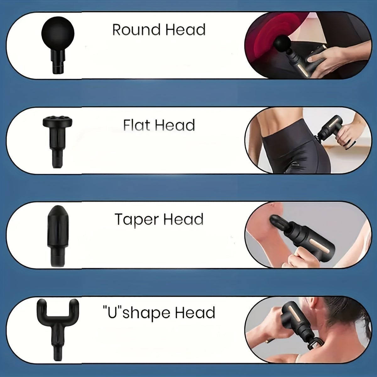 Qayta zaryadlanadigan Lityum Batareya-Polimer Elektr Massaj Qurollari, 4 ta almashtiriladigan bosh bilan, erkaklar, ayollar, fitnes, sport, mushaklarni bo'shatish uchun portativ.