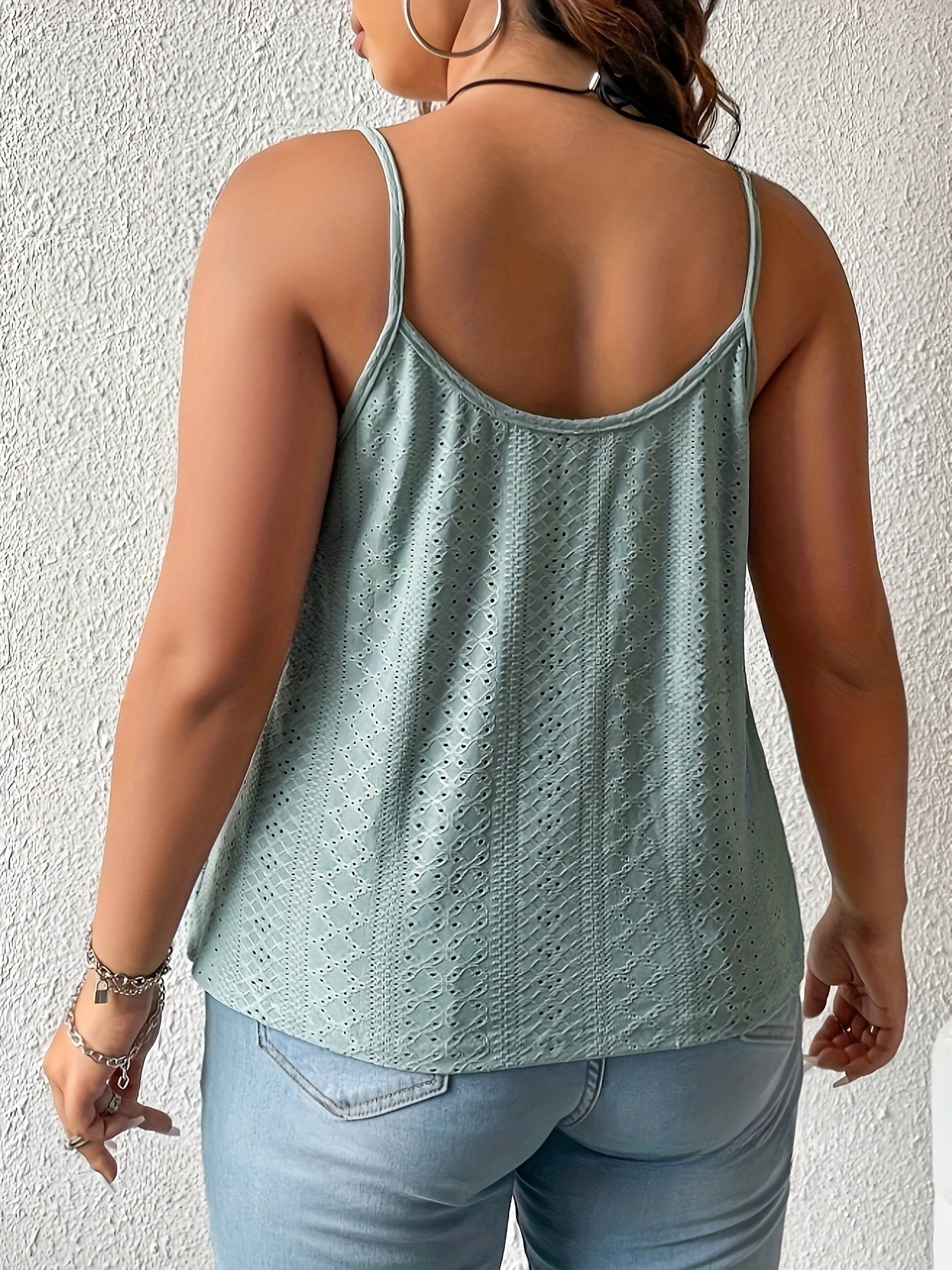 Plus Size Casual Cotton Top with Metal Buckle Strap