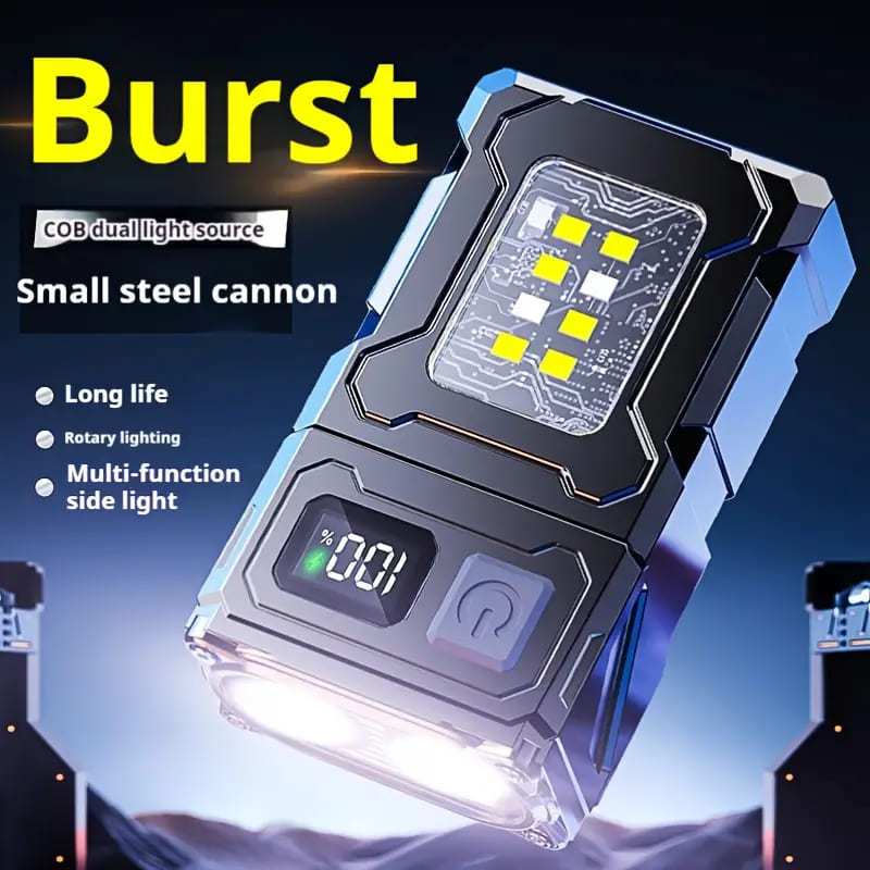 Mini LED Flashlight with Rotatable Head Magnet Clip 7 Modes Rechargeable Lithium Battery for Camping and Emergencies