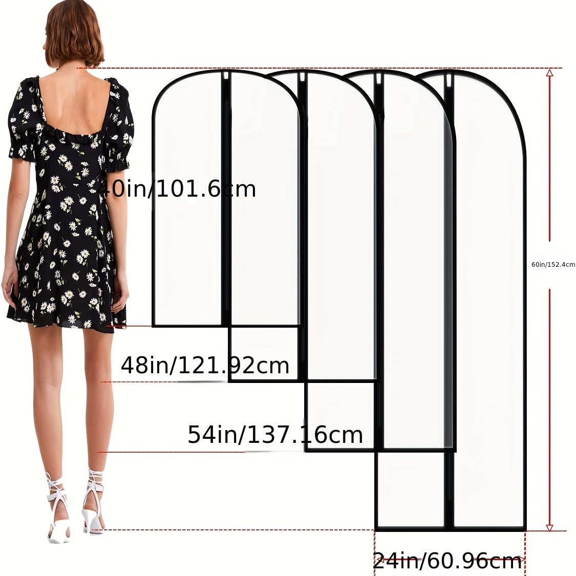 Juego de 5 fundas de polvo para ropa de PEVA transparente, transpirable, para colgar ropa