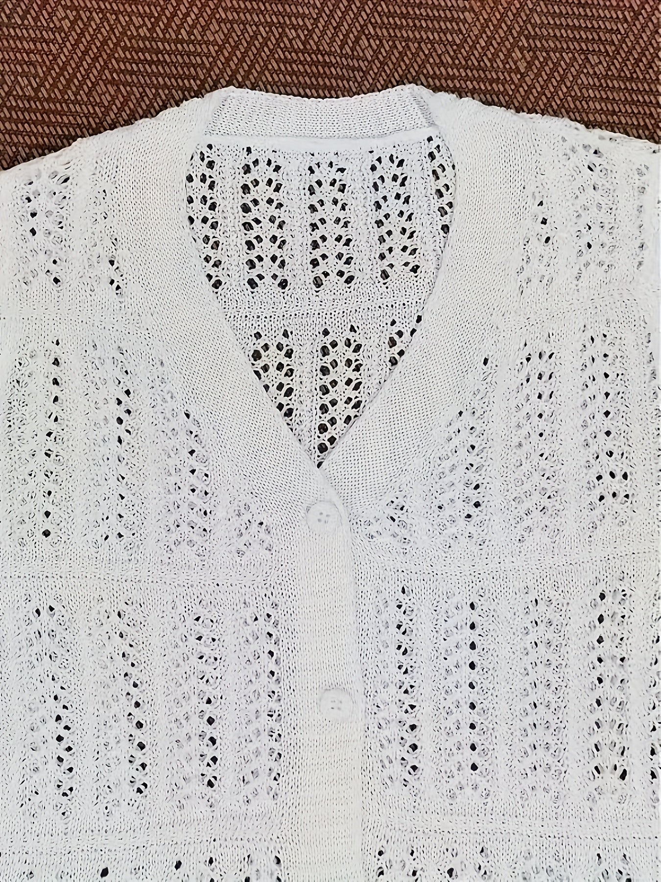 Plus Size Women's White Summer Insulated Ice-Feel French Hollow Cardigan Layering Top