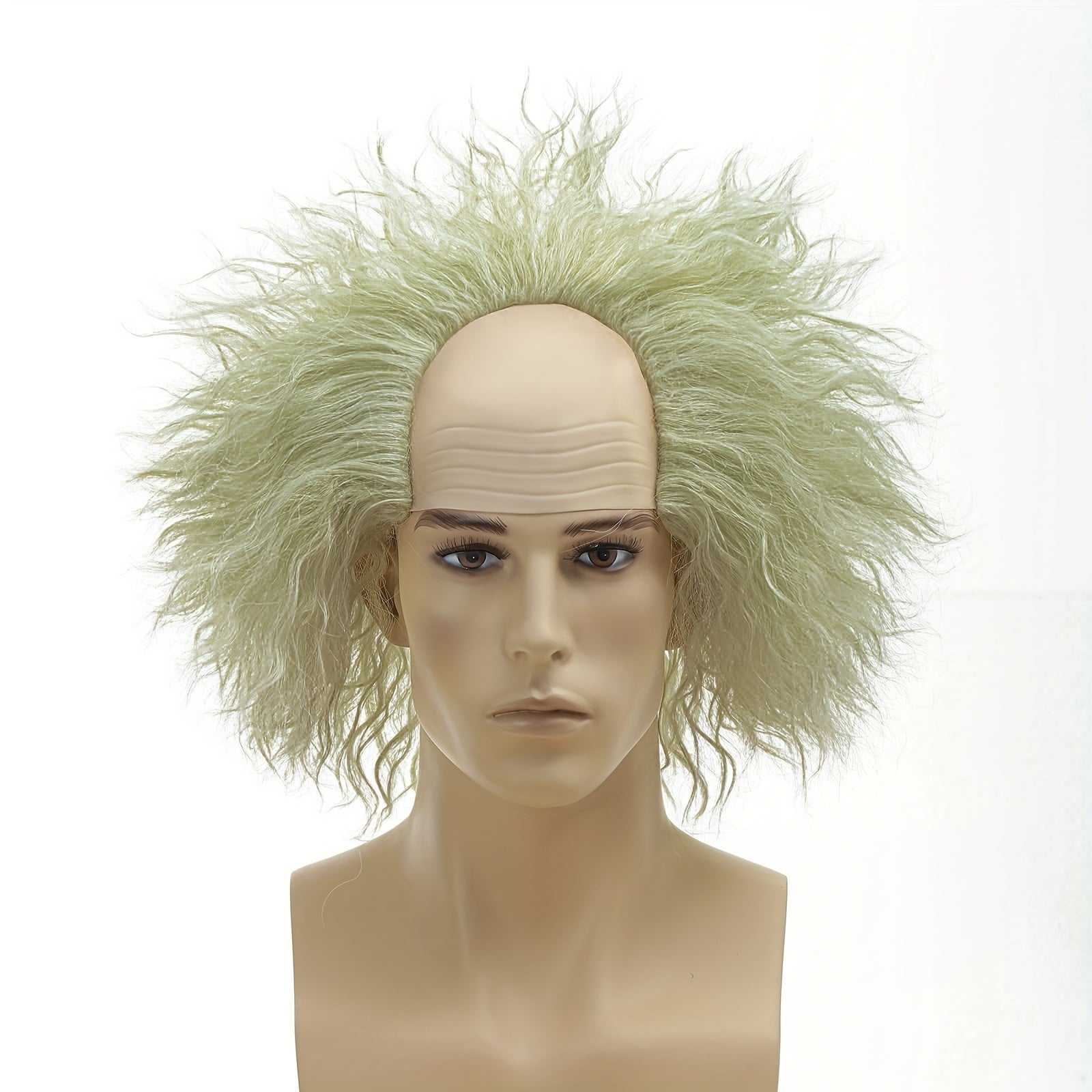 Green Curly Fiber Wig for Halloween Cosplay Costume Accessory