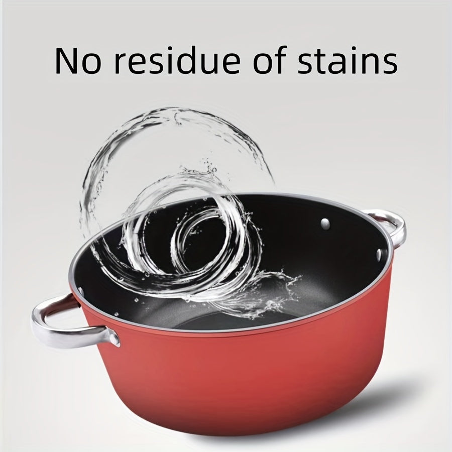 Durable Enameled Cast Iron Soup Pot Non-Stick Coating High Temp Suitable for Home and Commercial Kitchens