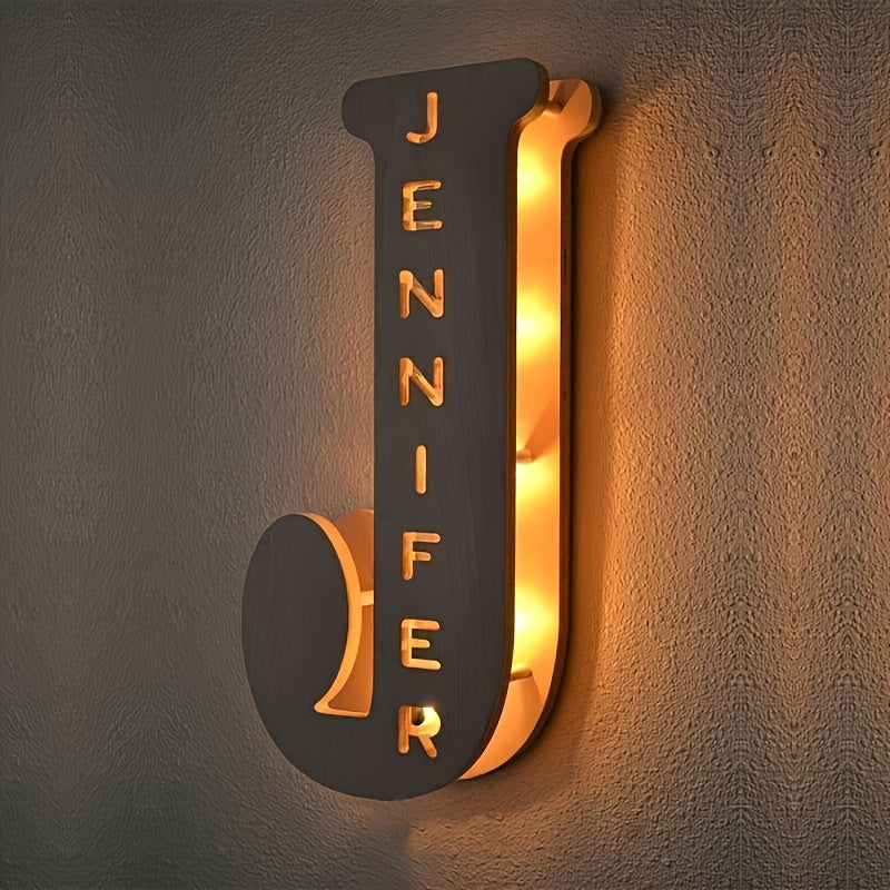 Personalized Wall Sconce with Engraved Name Night Light USB Powered Long-Lasting LED Bedroom Decor