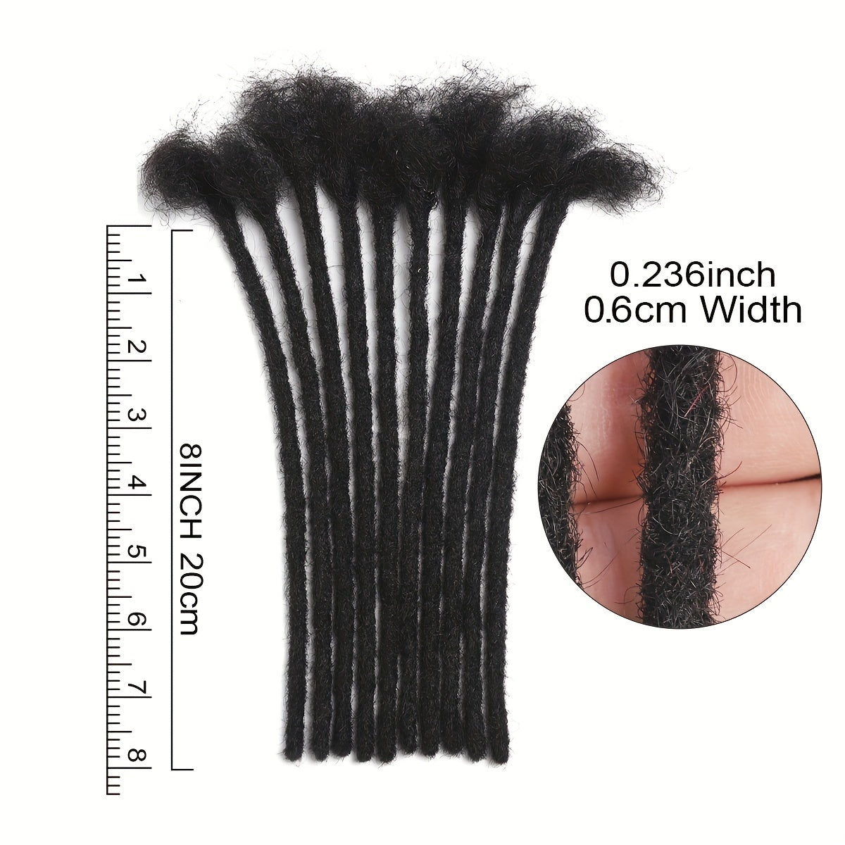 Handmade Dreadlocks Extensions 10 Strands Human Hair Dyeable Curly Twisted