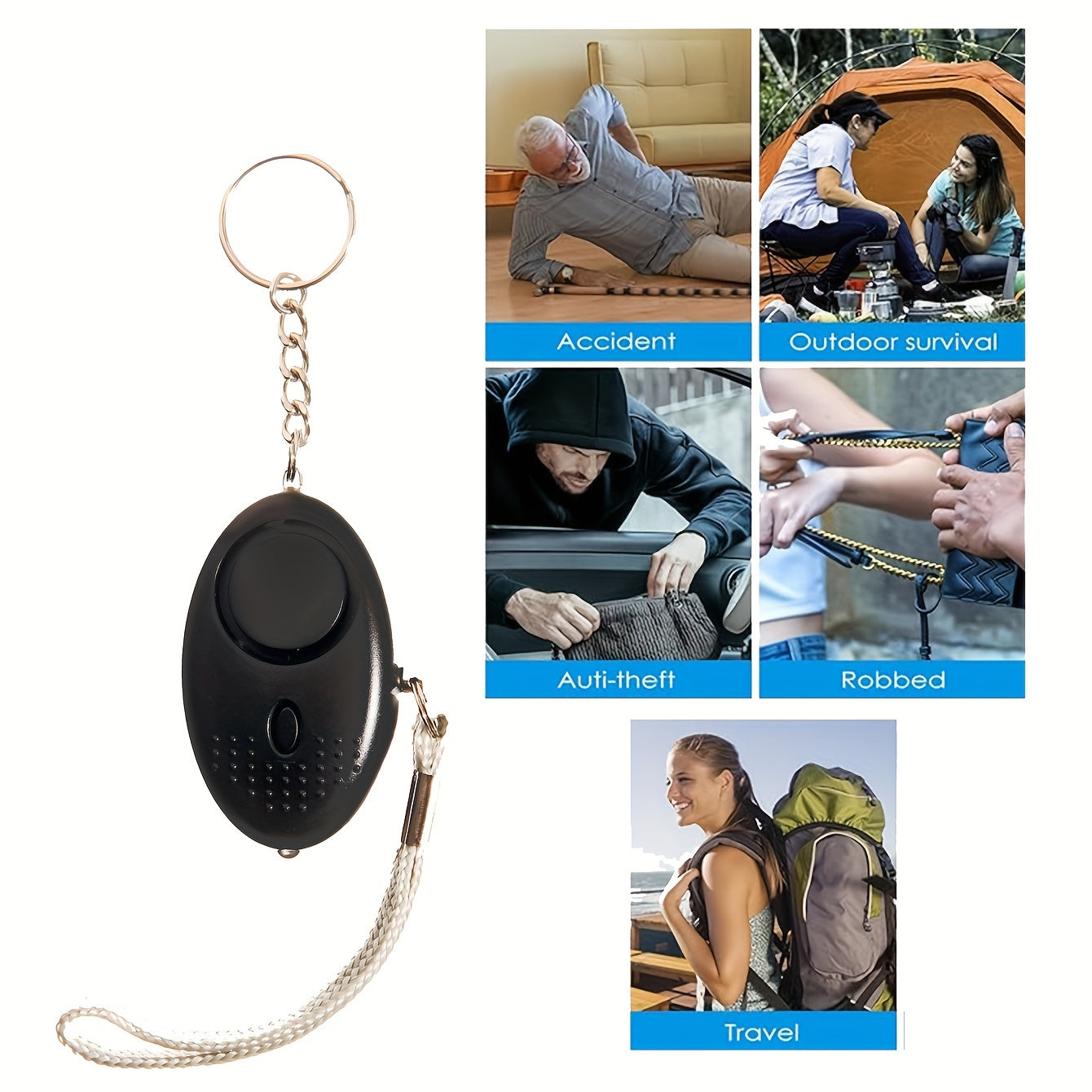 Set of 8 Survival Tools Including Personal Alarm Mini Window Breaker and Whistle in Durable Zinc Alloy