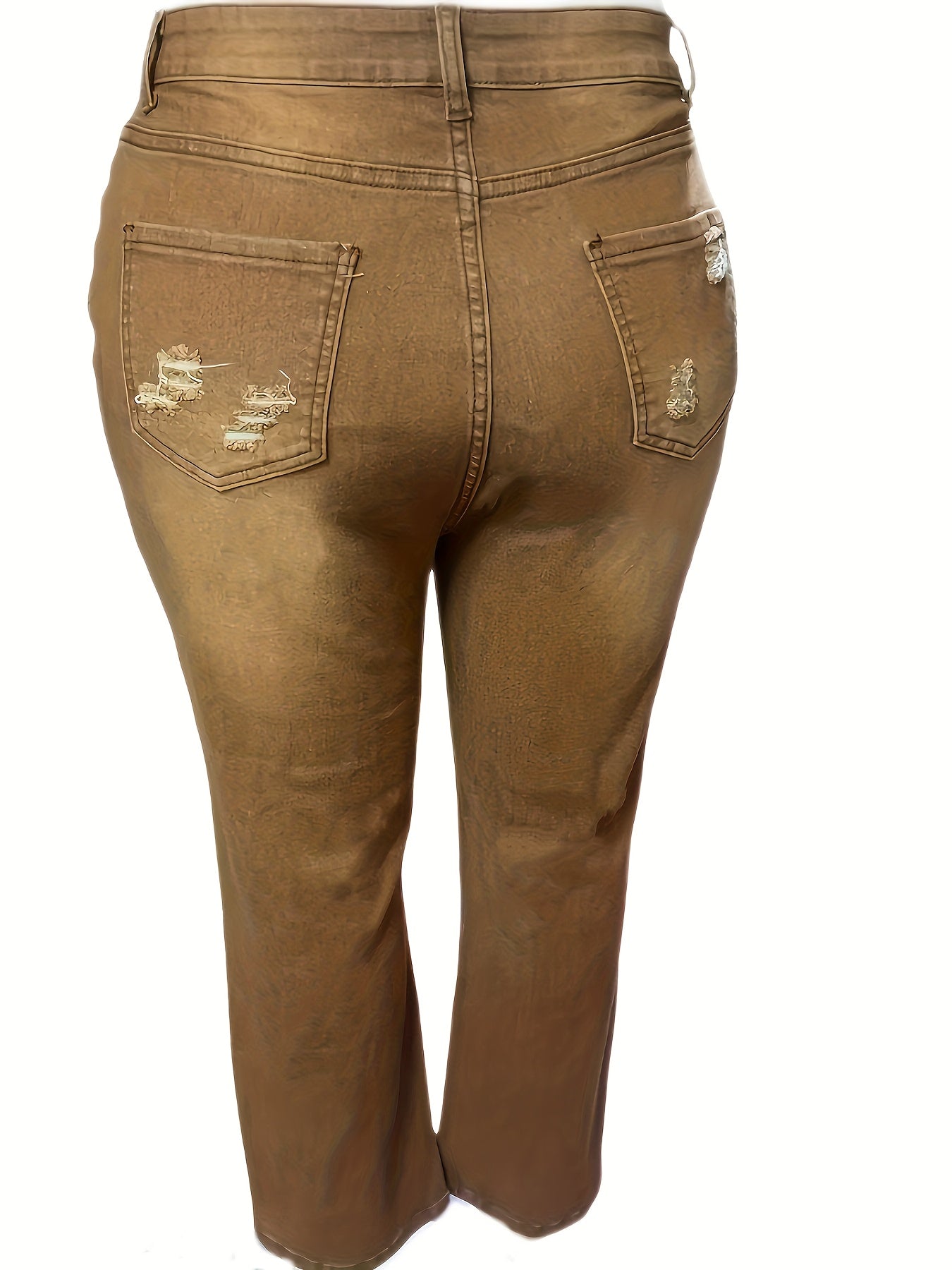 Plus Size Elastic Patchwork Leopard Print Jeans Womens Denim Pants