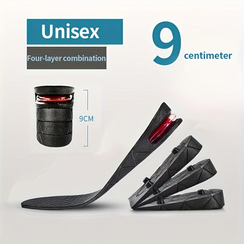 Men's Invisible Air Cushion Height-Increasing Insoles, Soft Leather, Adjustable, 2 Pairs