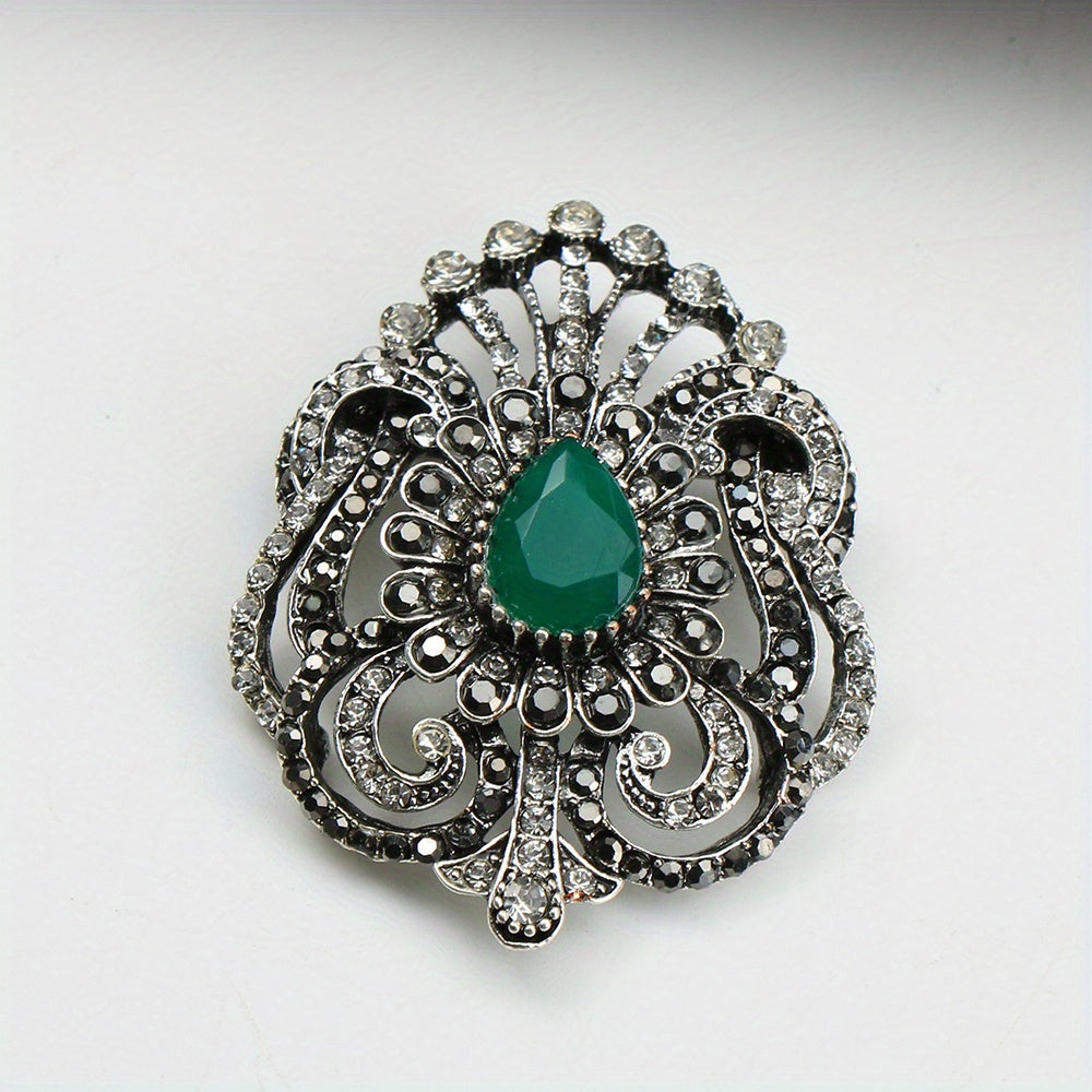 Barok uslubidagi vintage emal brosh uchun soxta toshlar bilan bayramlar va kiyimlar uchun