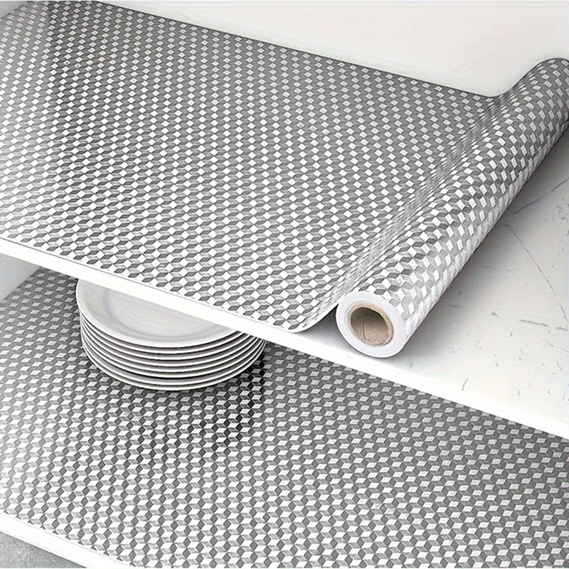 Waterproof Self-Adhesive Wallpaper for Kitchen and Room Decor Heat and Oil Resistant Silver Geometric Pattern