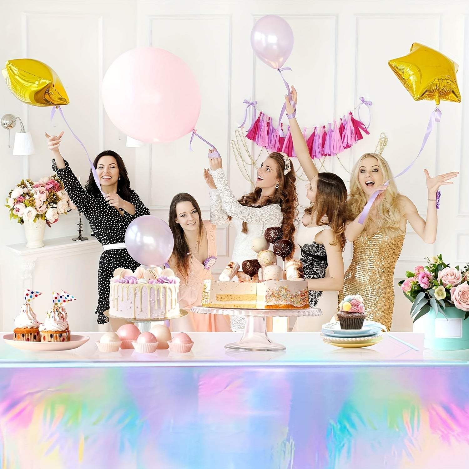 Holographic Laser Iris Party Tablecloth 137cm x 183cm for Events