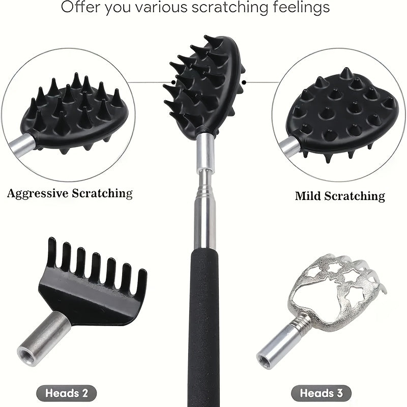 3 ta teleskopik qurilma, almashtiriladigan boshlar, ikki tomonlama skraper, metall tirnoq va burg'ulash bilan zanglamaydigan po'latdan yasalgan orqa qichqiruv to'plami. Erkaklar va ayollar uchun mos, tortib olinadigan va sozlanadigan. Ajoyib