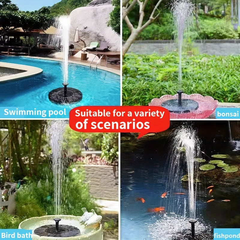 Solar Fountain Pump with LED Light Lithium Battery Garden Water Feature 7 Nozzle Modes