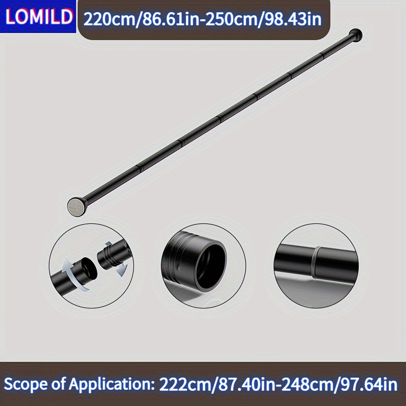 Stainless Steel Tension Shower Curtain Rod Black Extendable for Bathroom Bedroom Balcony