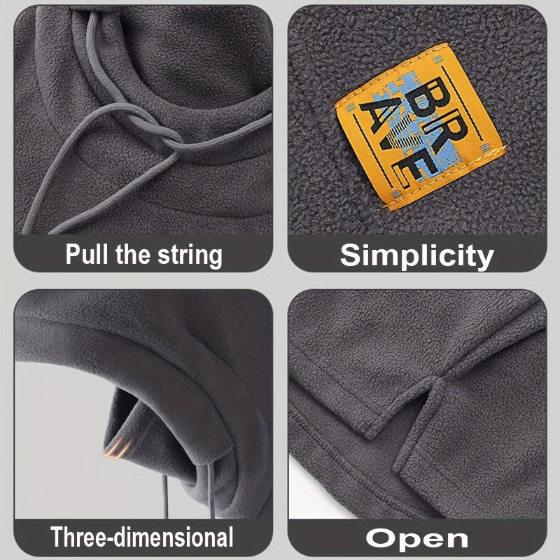 Fleece Balaclava for Wind Protection with Knit Neck Gaiter and Ear Cover for Cycling and Outdoor Activities