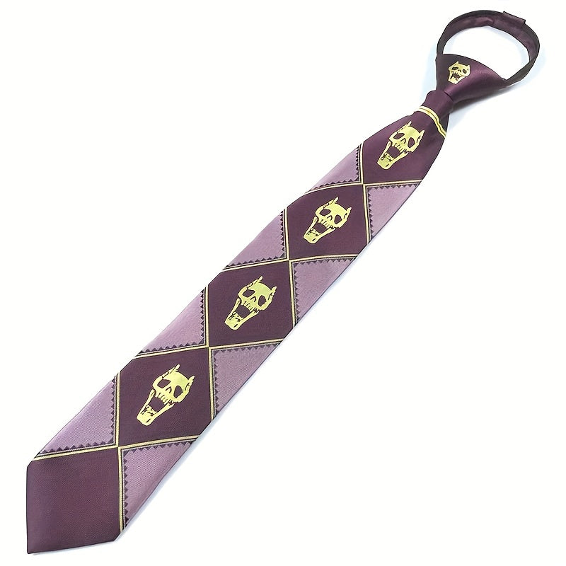 Anime JoJo Skull Head Necktie Purple Black Green Gift for Men