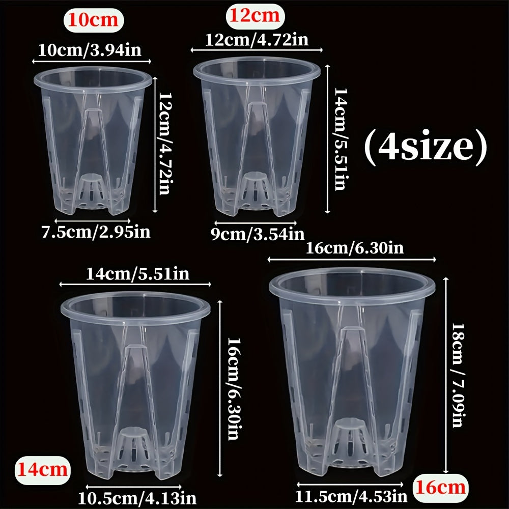 Clear Plastic Orchid Pots with Drainage Holes Pack of 5 for Indoor Outdoor Plants