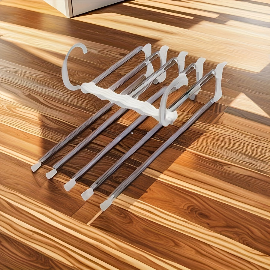 Набор вешалок для брюк из нержавеющей стали с регулируемой стойкой для брюк, многоуровневый складной дизайн для экономии пространства, переносной органайзер для шкафа, расширяемая и прочная вешалка для одежды