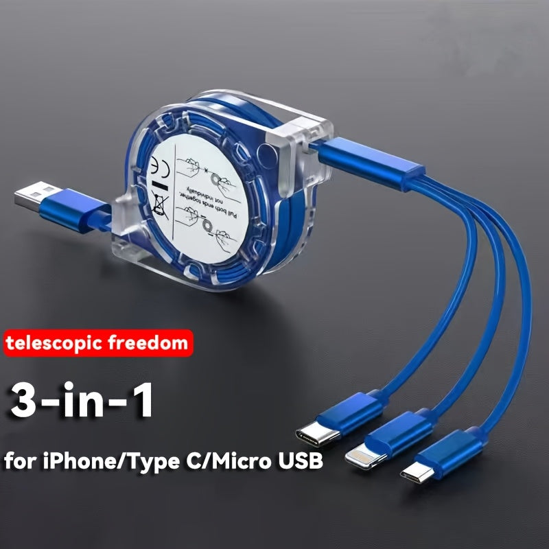 Multi-Device USB Charging Cable Flat PVC Compatible with iPhone, Samsung, Honor, Realme, Xiaomi