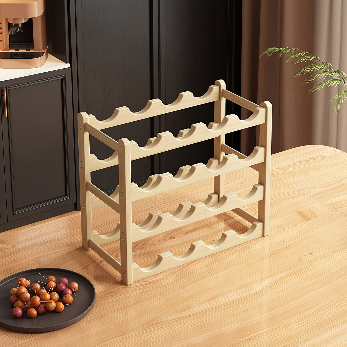 Wood Tiered Wine Bottle Holder with 2/3/4 Tiers Stackable Lacquered