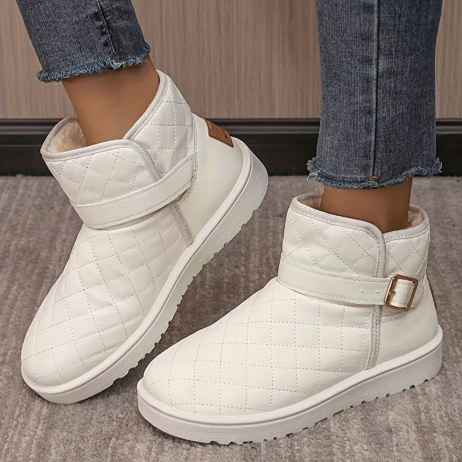 Women's Quilted Fleece-Lined Winter Snow Boots with Non-Slip Sole