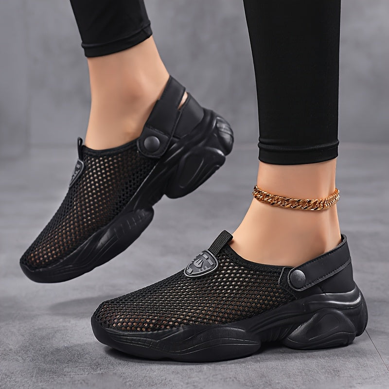 Women's Mesh Casual Sneakers Lightweight Summer Shoes Cushioned Sole Beige White