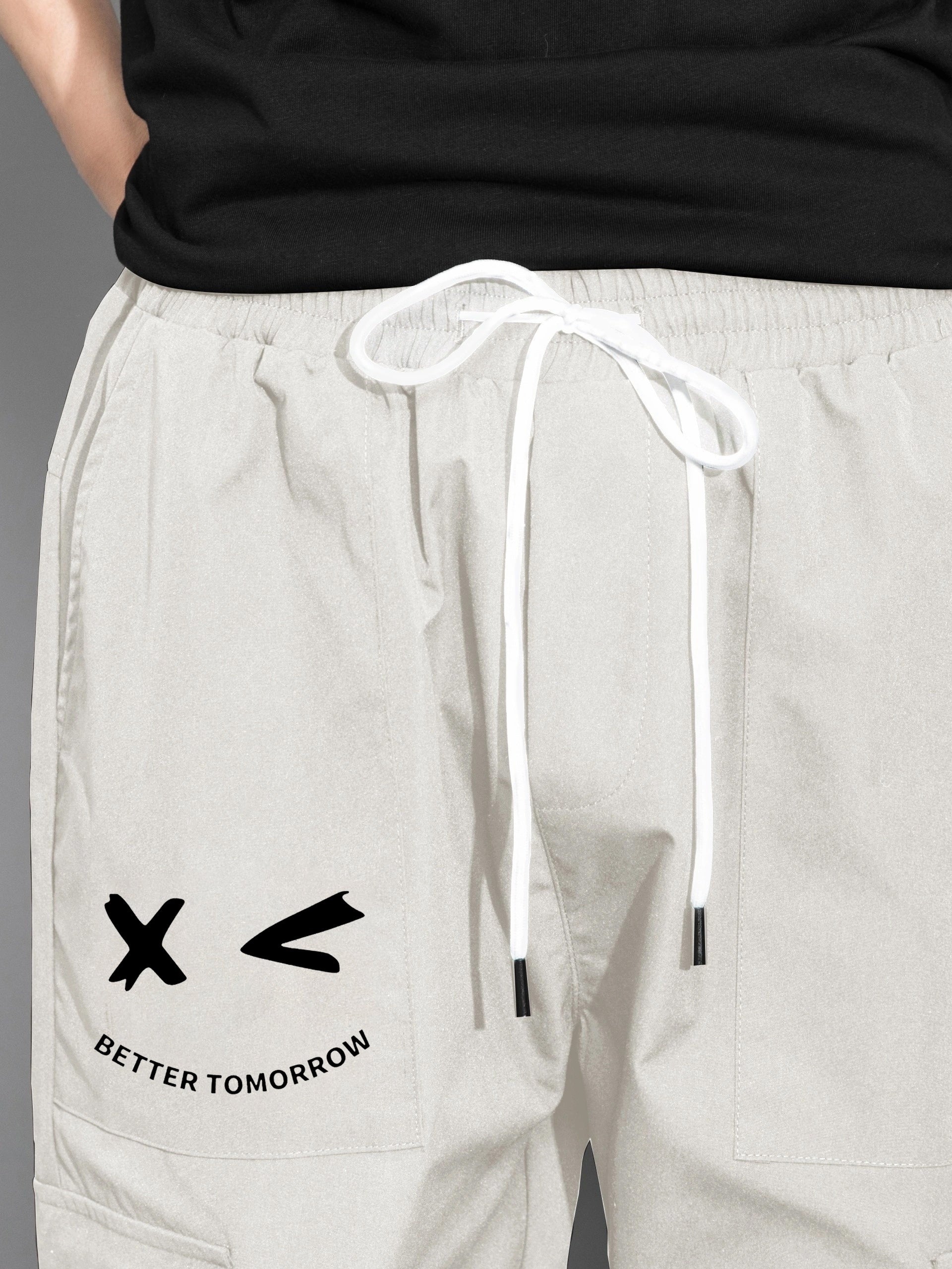 Men's Cargo Pants with Multiple Pockets Polyester Loose Fit Drawstring Waist Casual Outdoor Streetwear