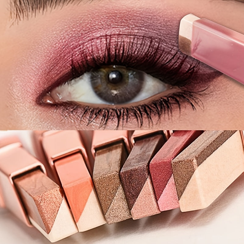 Women Two Tone Gradient Glitter Eyeshadow Stick Waterproof Long Lasting