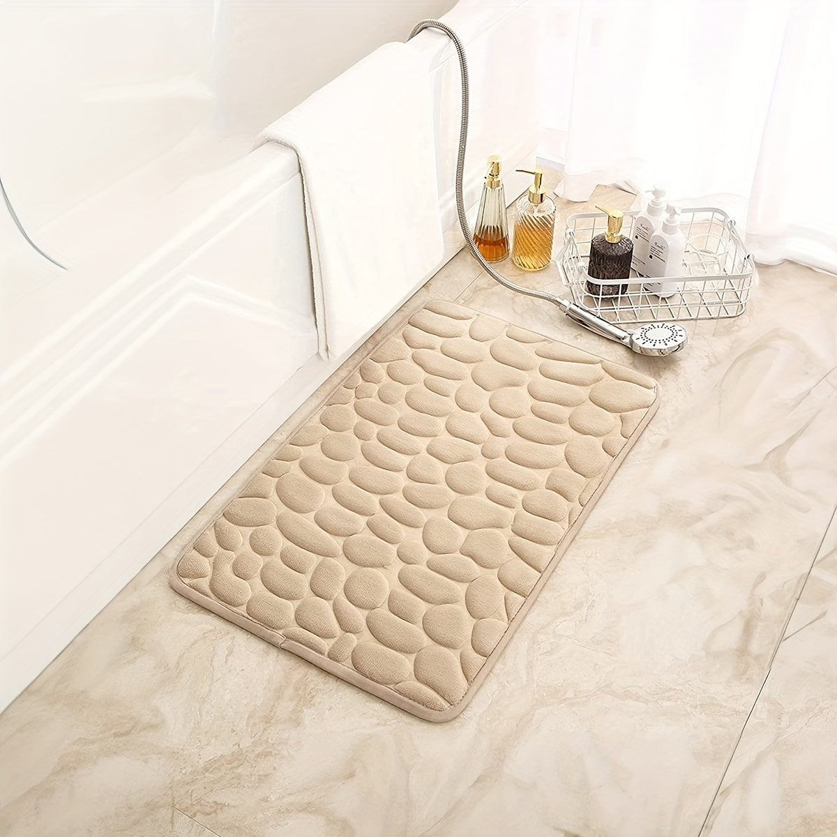 Memory Cotton Bathroom Floor Mat Water Absorbent Non-Slip Doorstep Carpet