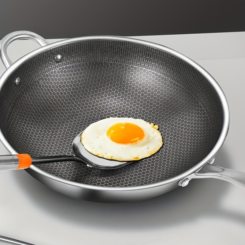 Stainless Steel Wok Non-Stick Coating High-Temperature Rust-Resistant for Stir-Frying