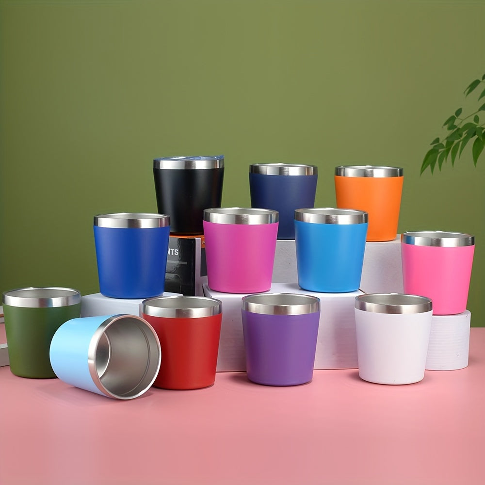 Noxud qotishma mini tumbler izolyatsiyalangan qopqoq bilan - 8oz 260ml ikki devorli vakuumli stakan issiq va sovuq ichimliklar uchun - Qo'l bilan yuvish mumkin va qahva va boshqa ichimliklar uchun qayta ishlatiladigan