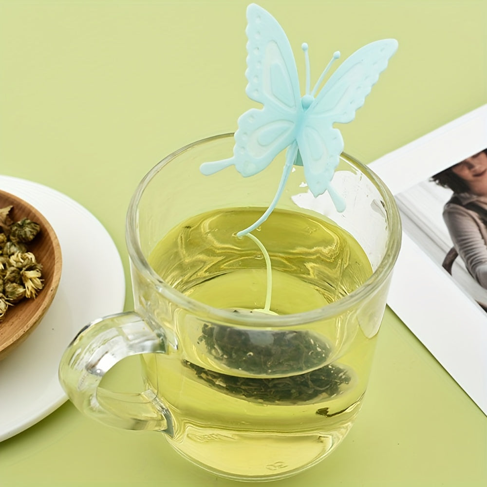 Transparent Butterfly-Shaped Silicone Tea Infuser Reusable Loose Leaf Strainer