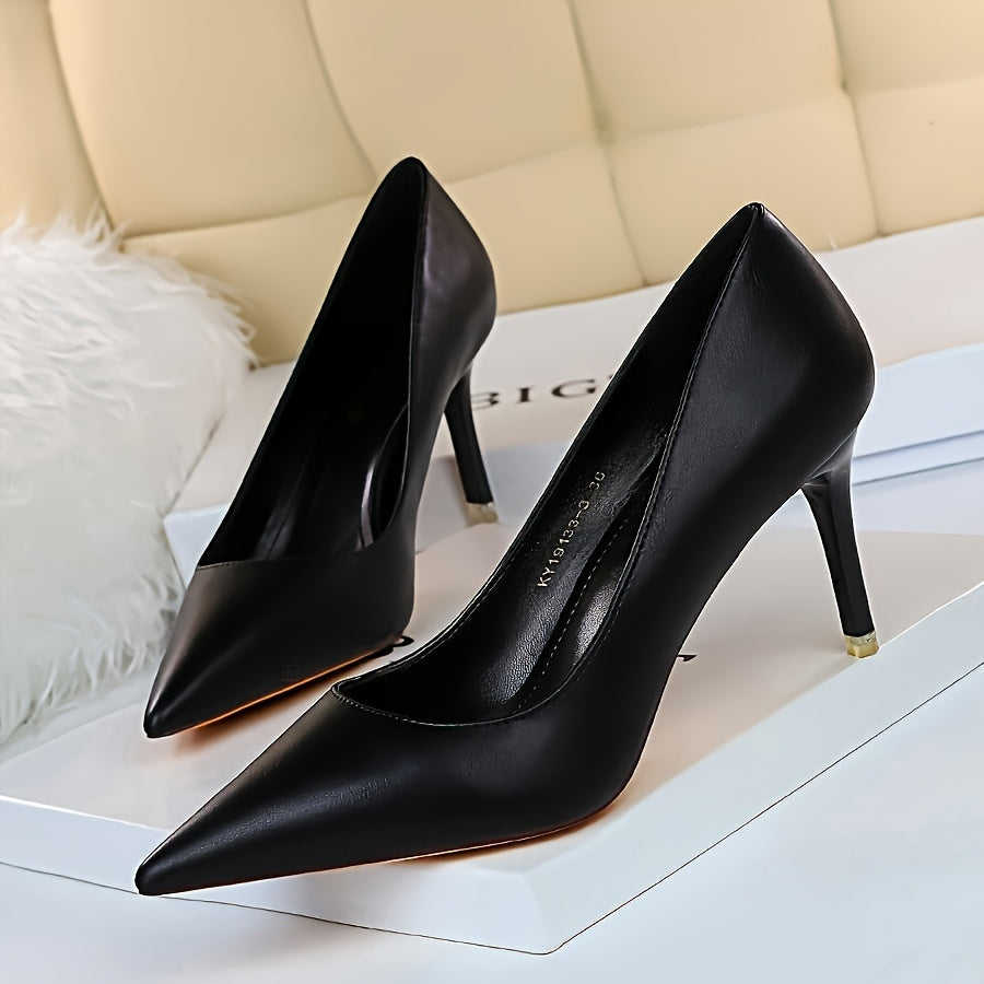 Women's Pointed Toe High Heels Leather Sleek Design Lightweight Rubber Sole
