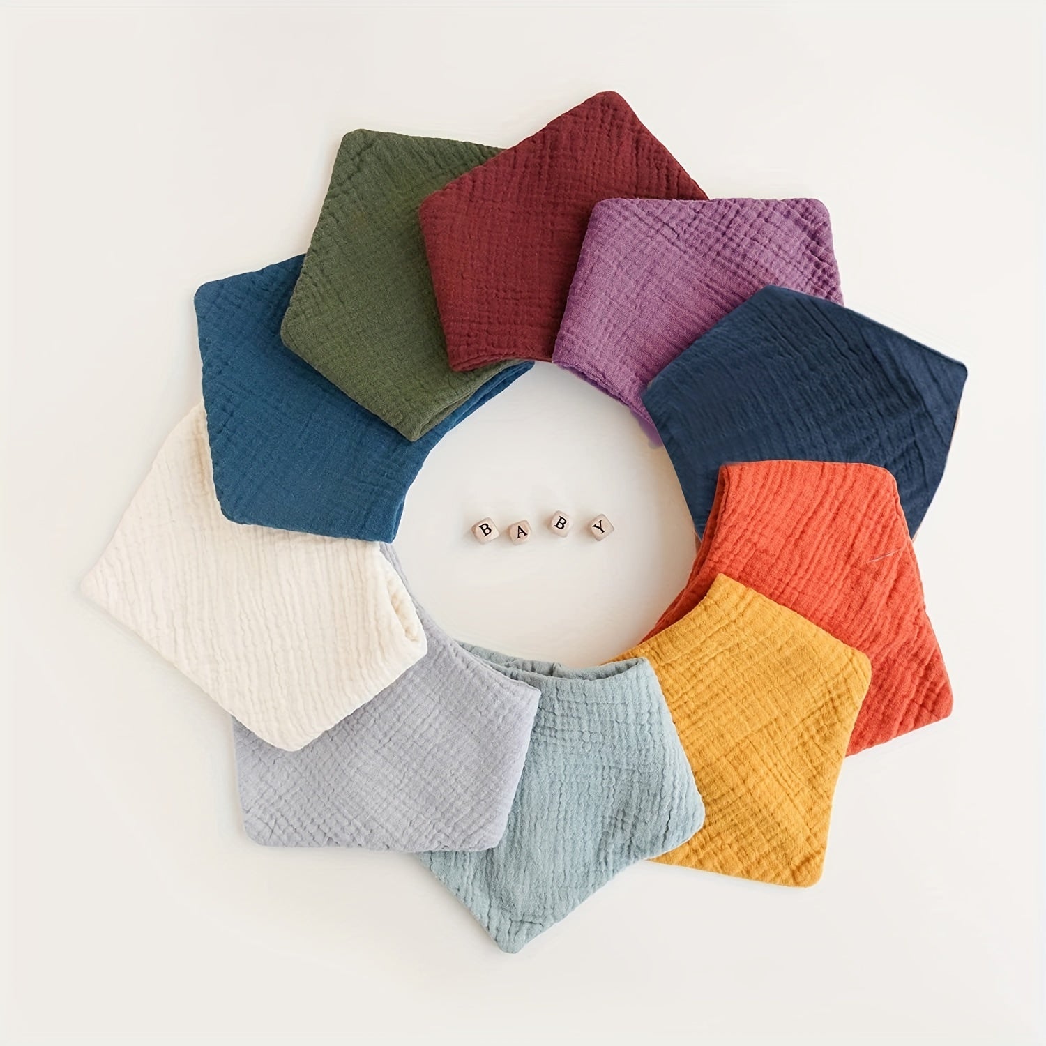 Set of 10 Baby Muslin Bibs for Boys and Girls Soft Woven Drool Bibs with Snap Closure Ages 0-3