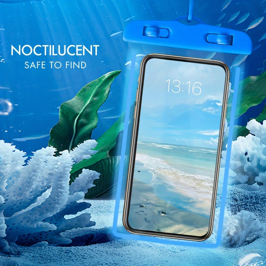 Set of 2 Waterproof Phone Bags for Outdoor Activities Pink and Blue Rainproof Touch Screen Compatible