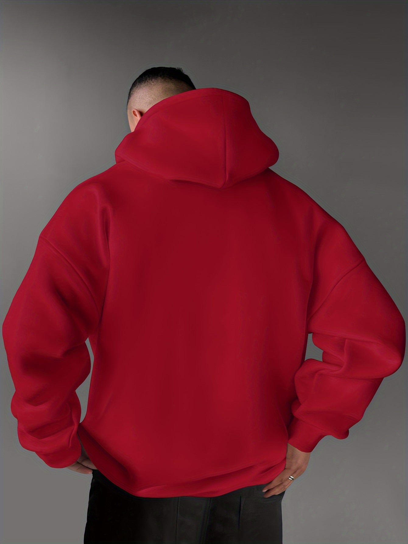 Men's Geometric Pattern Hoodie with Drop Shoulder Loose Fit All-Season Polyester Knit