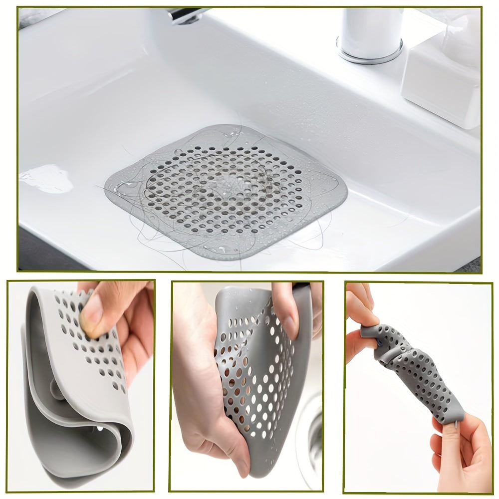 Protectores de drenaje de silicona con ventosas para lavabos de baño y cocina, set de 2