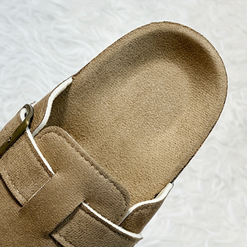 Unisex Cork Grain Slip-On Flat Sandals Breathable Casual Shoes