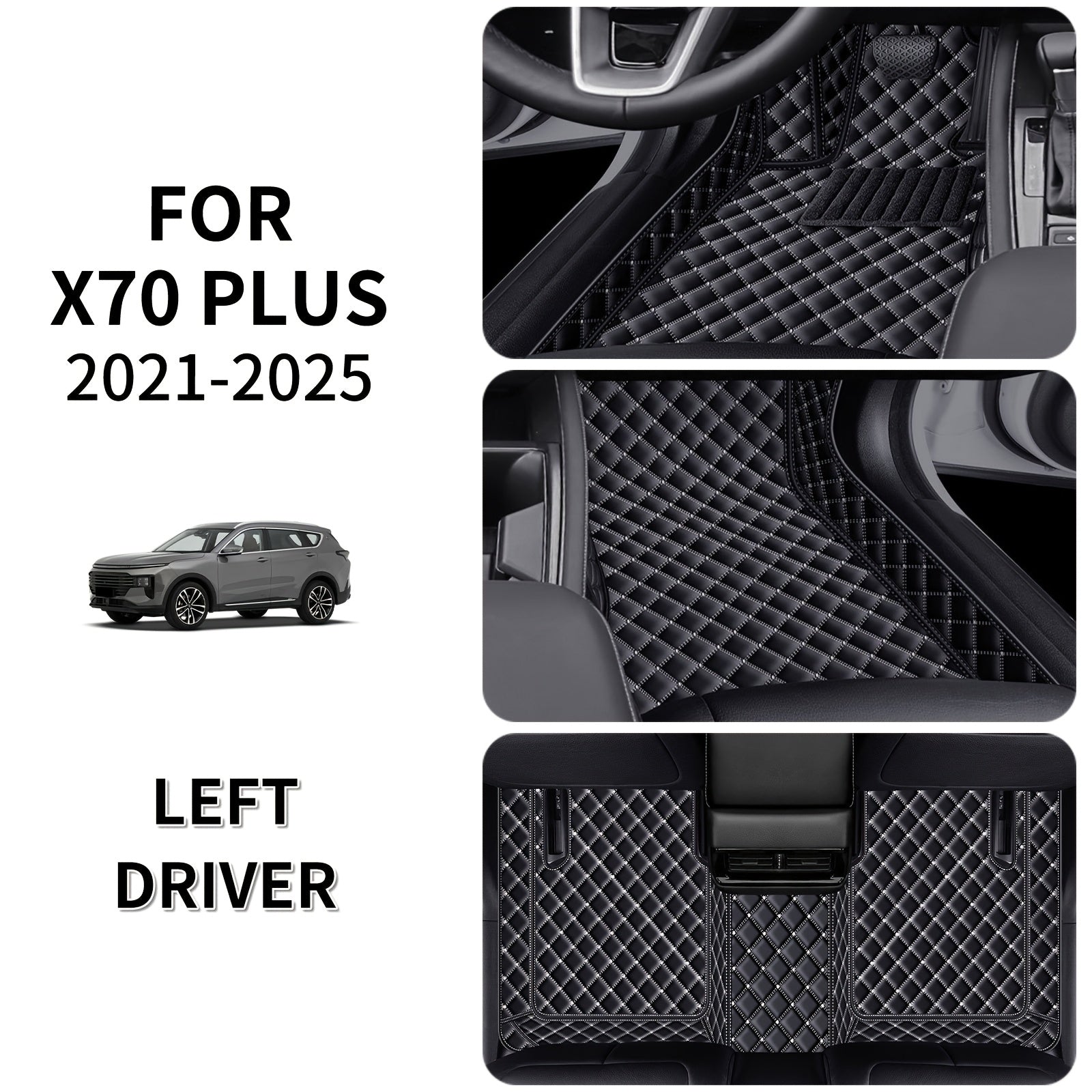 Car Floor Mat Waterproof PU Leather All-Weather Durable for Left-Hand Drive