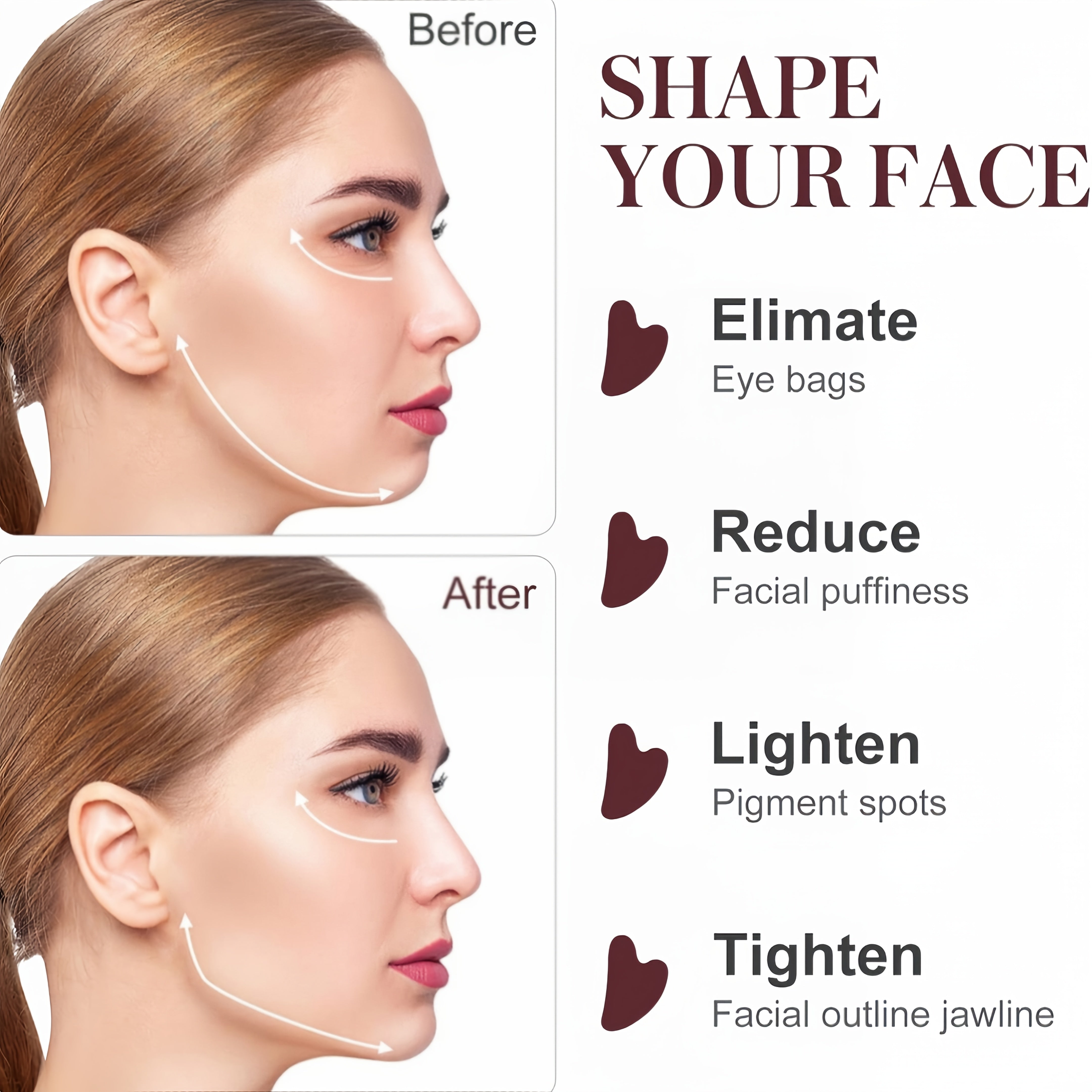 Guasha Facial Tool for Skincare and Muscle Tension Relief Unscented Non-Electric