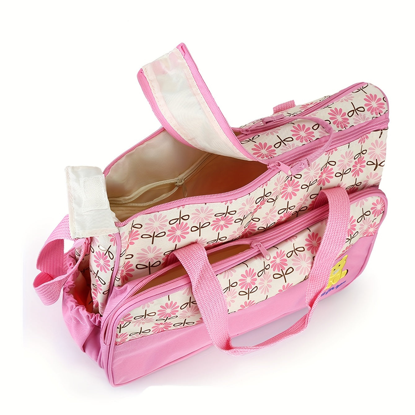 Ona uchun besh sumka to'plami, ularga katta sig'imli bir yelka sumkasi, qiyshiq kesimli ko'p funksiyali sumka va bosma ayiq chaqaloq sumkasi kiradi.