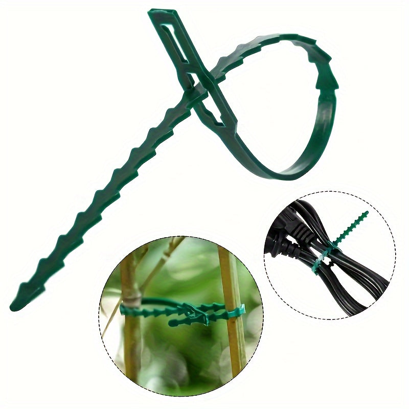 100 Pcs Green Plastic Plant Ties Garden Support Clips for Vines and Flowers