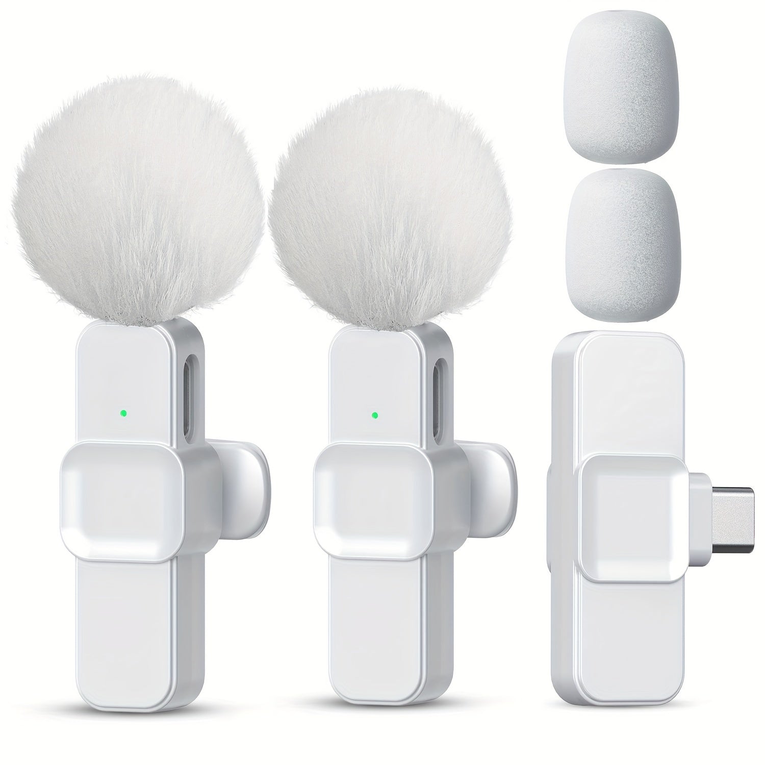 Wireless Clip-On Microphone USB-C Noise Reduction 360° Sound for Streaming Podcast Video