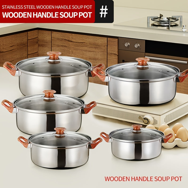 Stainless Steel Cookware Set with Kettle 10-Piece Soup and Milk Pots