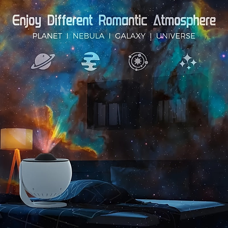 USB Powered Galaxy Projector with Interchangeable Films for Bedroom Hotel Restaurant and Game Room