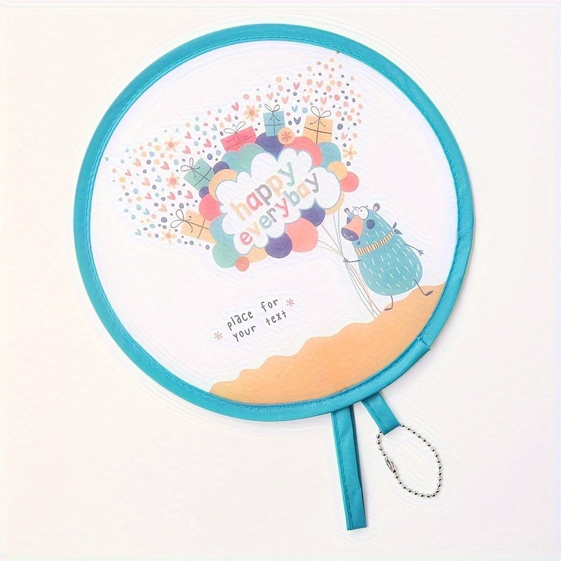 Bahor mavzusidagi multfilm dizayni bilan kichik o'raladigan qo'l fan. Bardoshli, portativ va kundalik foydalanish, tashqi faoliyatlar va moda aksessuari uchun mukammal.