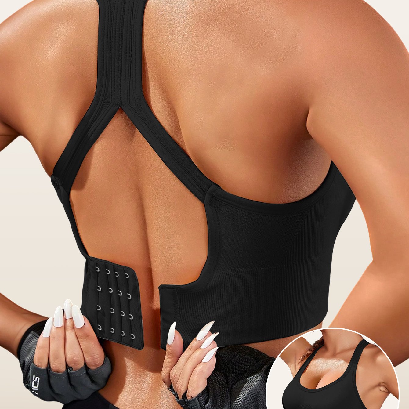 Women's Sports Bra Removable Pads Breathable Nylon Non-Slip Yoga Tank Top