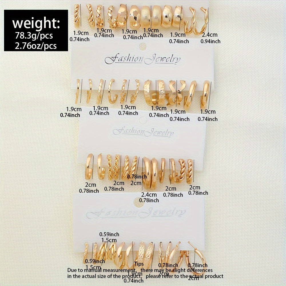 Vintage uslubidagi nafis temir zargarlik to'plami, 24 juft kichik halqa bilakuzuklari, ayollarning kundalik quloq bezaklari uchun mukammal sovg'a.